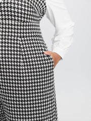 2-In-1 Houndstooth Wide-Leg Jumpsuit