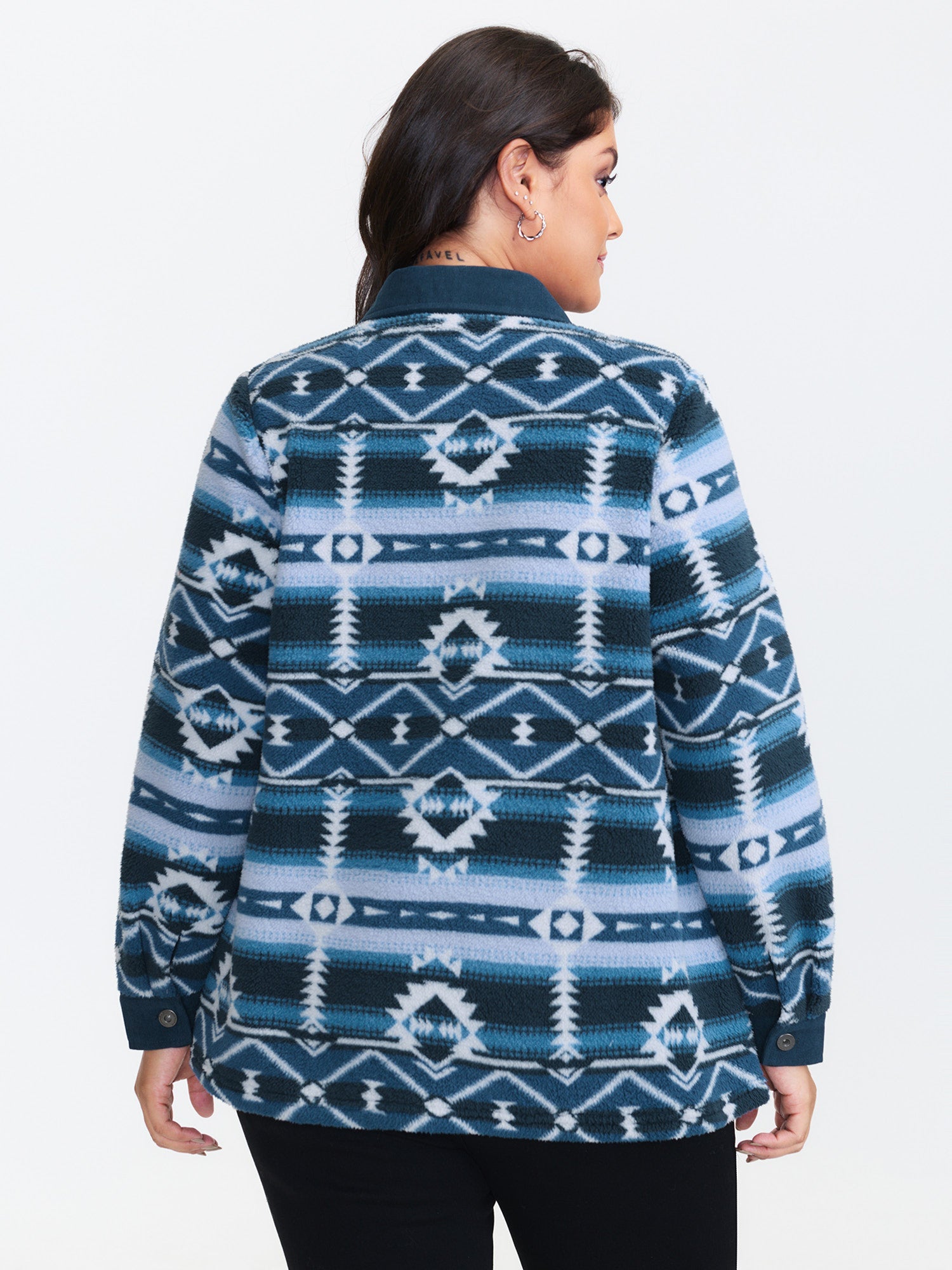 Geometric Print Button Jacket