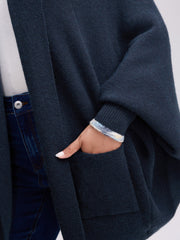 Heart Pattern Flowy Front-Open Knit Cardigan