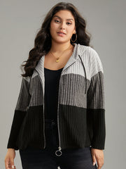 Colorblock Contrast O Ring Zipper Jacket