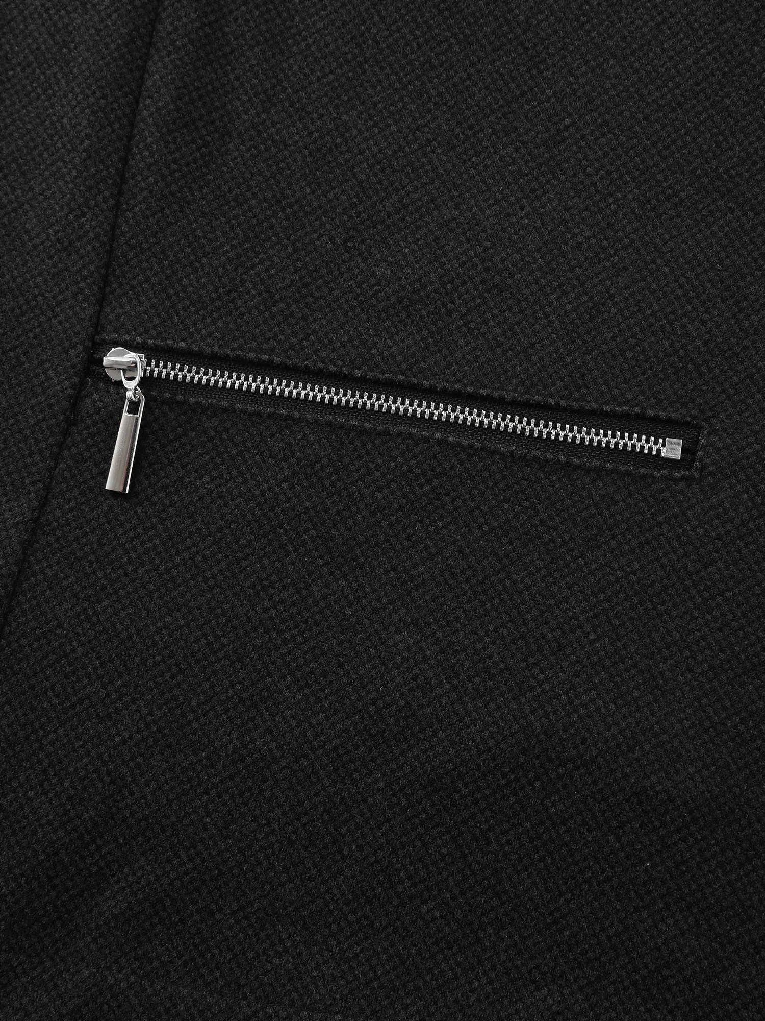 Textured Lined Zipper Pocket Blazer