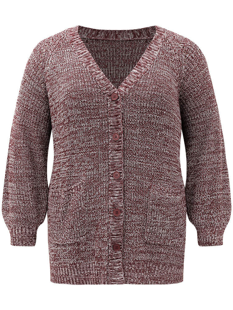 Heather Patched Pocket Open Front Cardigan