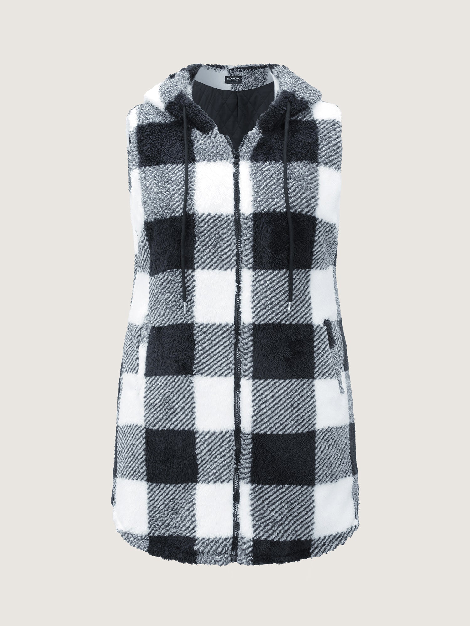 Checkered Reversible Hooded Vest Jacket