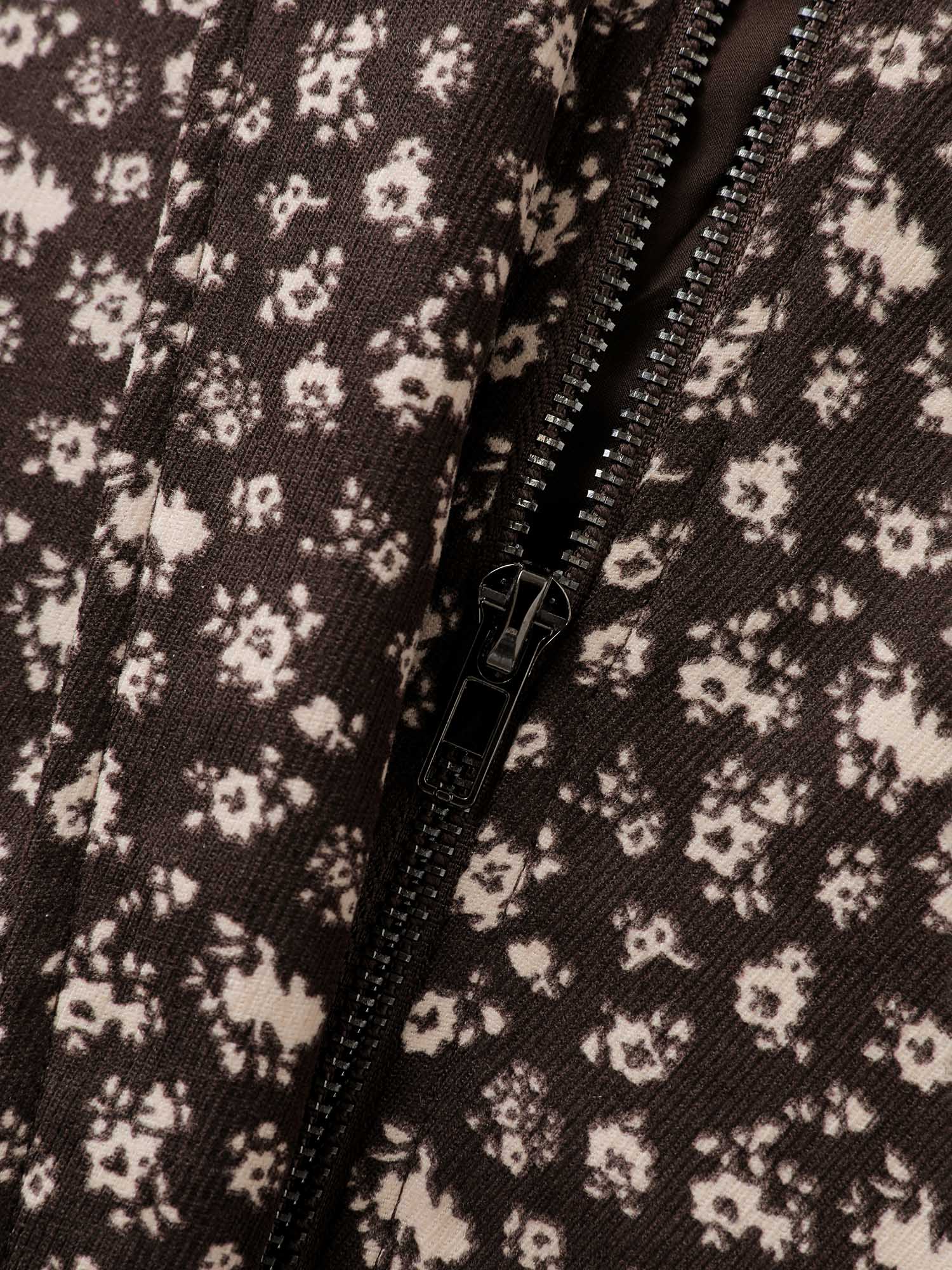 Floral Print Contrast Collar Jacket