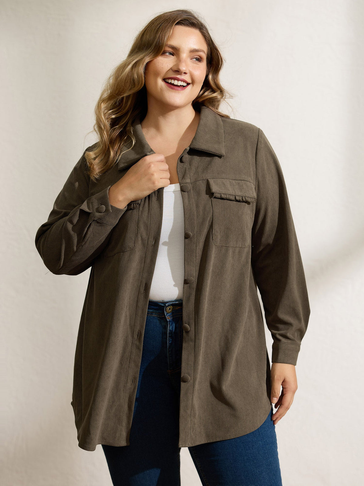 Textured Fringe Button Down Jacket