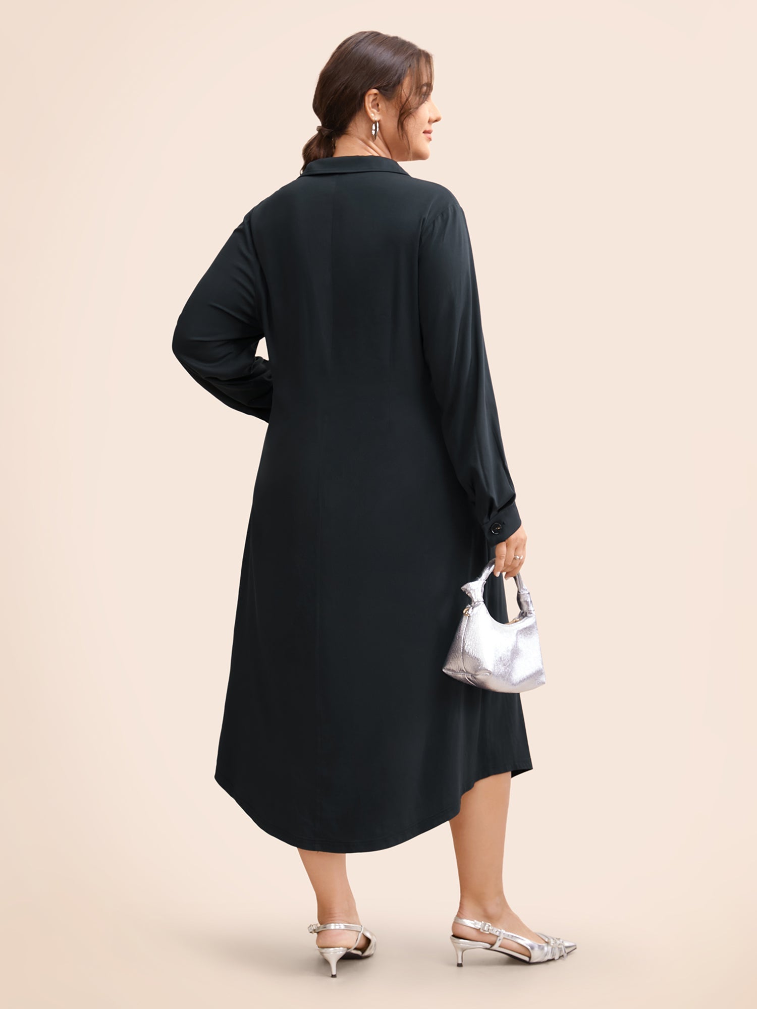 Stretch Woven Structured Midi Dress