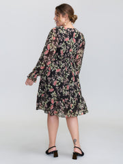 Floral Pockets Adjustable Shirred Midi Dress