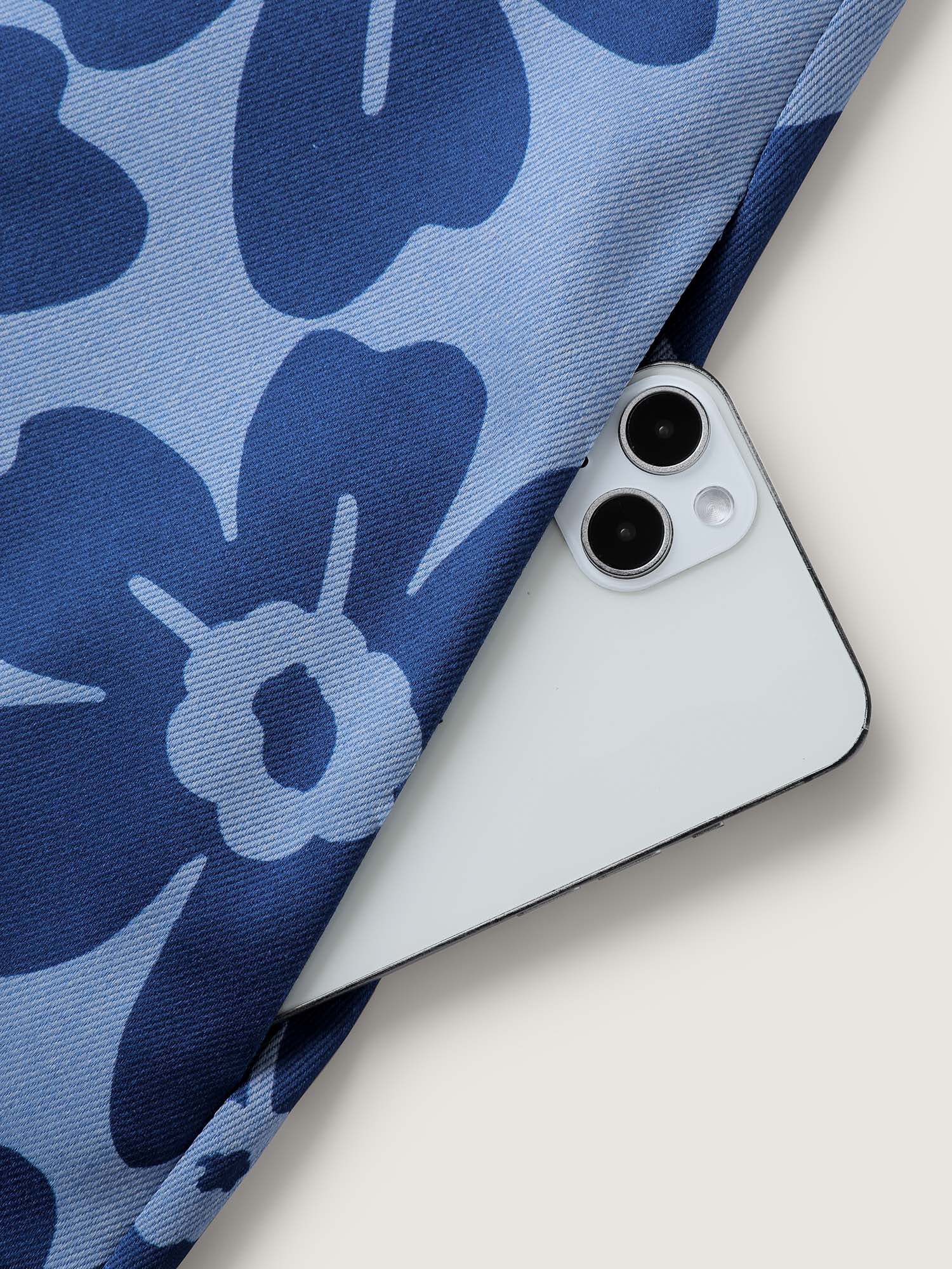 Floral Denim-Like Knee-Length Dress