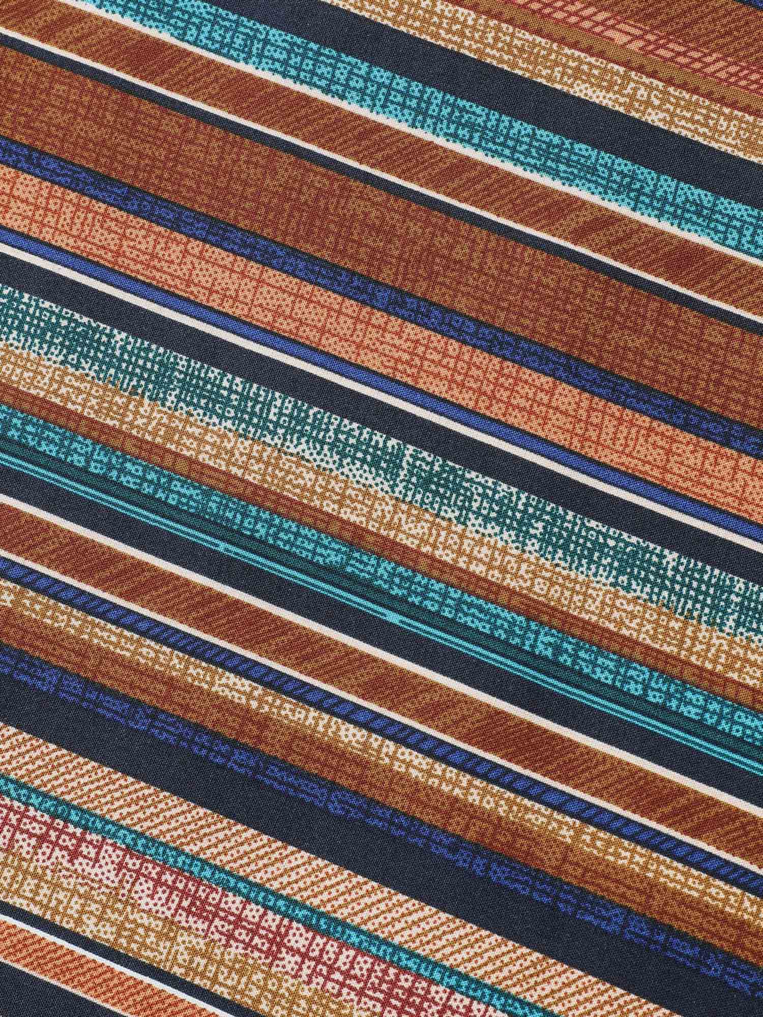 Colored Striped Cross Straps Asymmetrical Hem Kimono