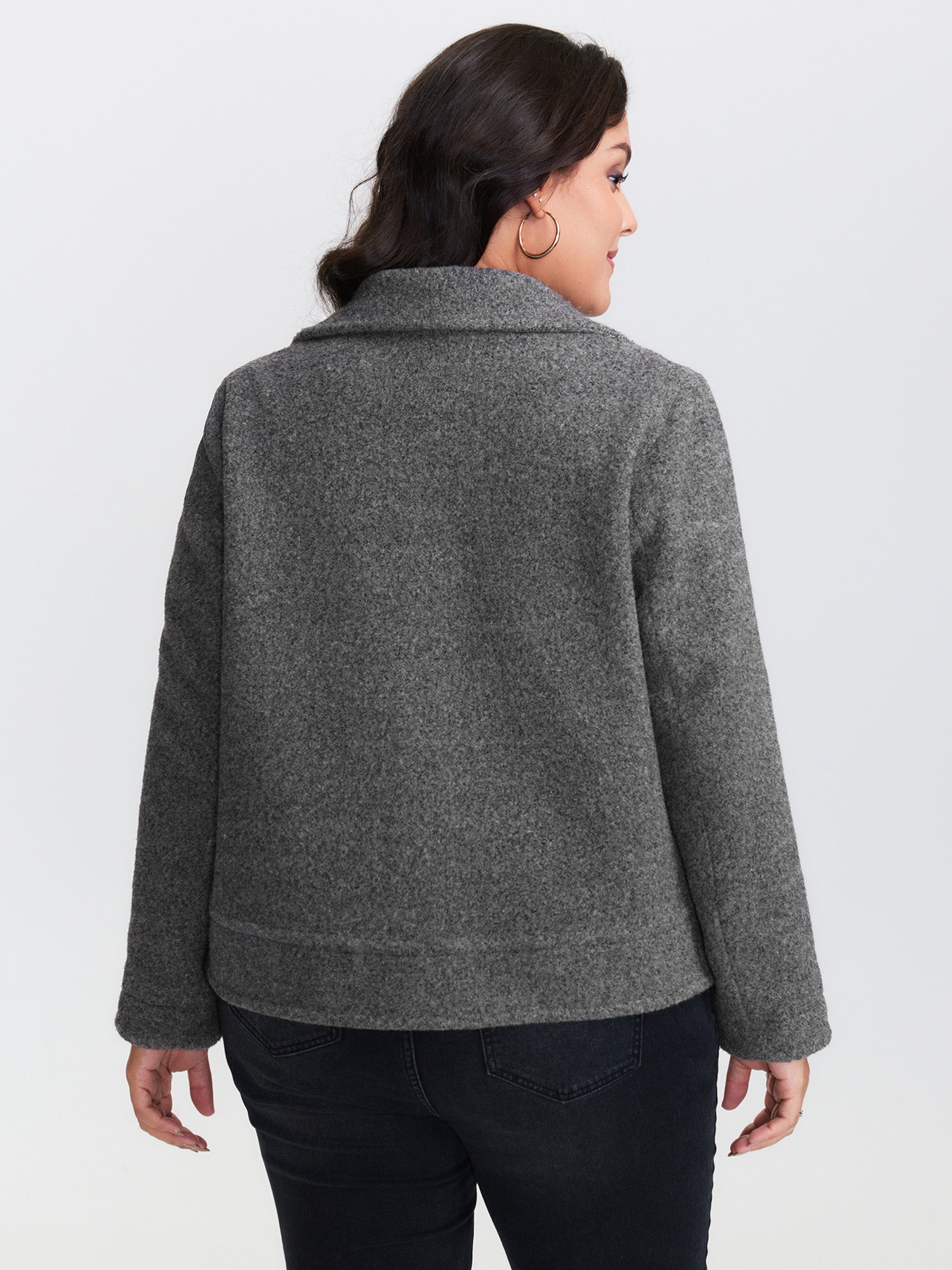 Textured Pockets Crossover Zipper Jacket