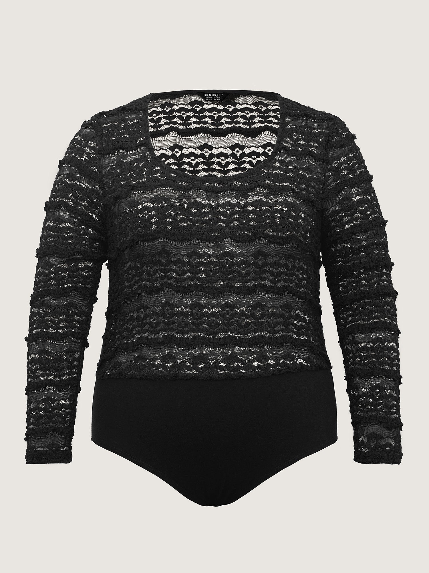 Sheer Textured Scoop Neck Bodysuit