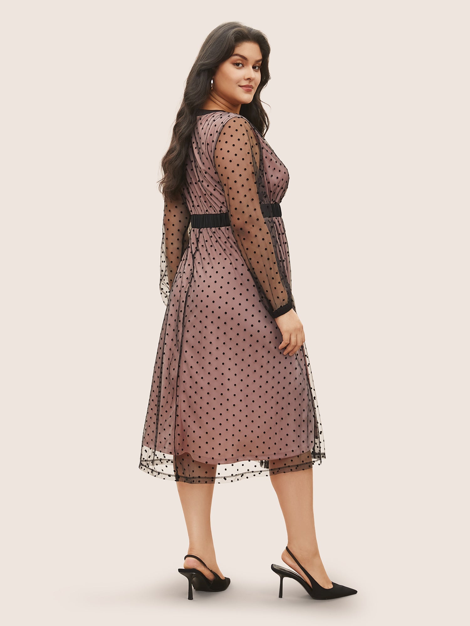 Flocking Polka Dot Tiered Mesh Dress