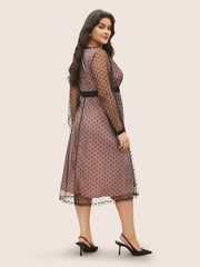 Flocking Polka Dot Tiered Mesh Dress