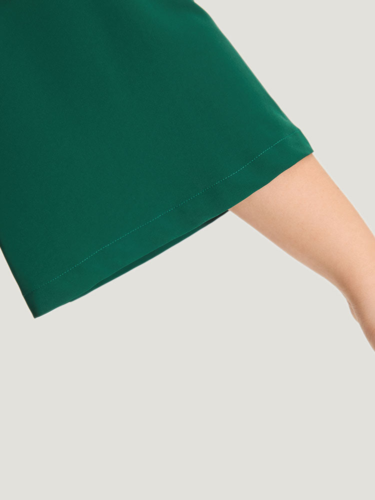 Plain Double Breasted Surplice Neck Flounce Sleeve Blouse