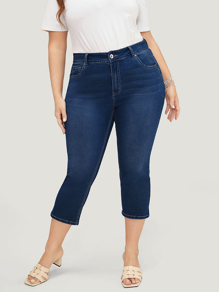 Skinny Very Stretchy High Rise Medium Wash Cropped Jeans