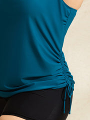 Side Drawstrings Plain Swim Top