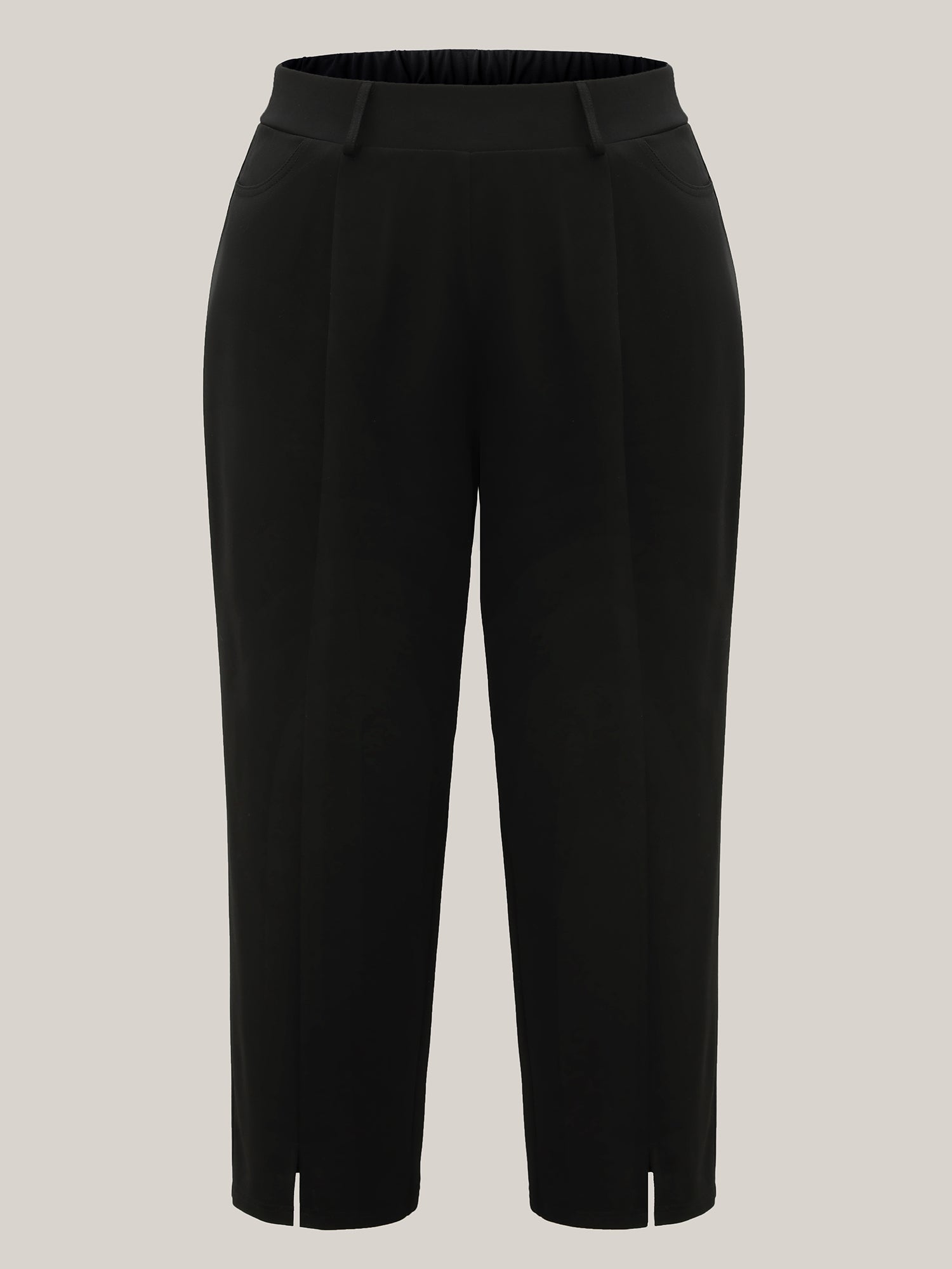Seamed Split Hem Straight-Leg Pants