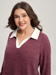 2-in-1 Collar Color Contrast Sweatshirt