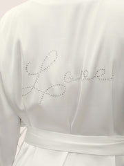 Solid Rhinestone Flutter Sleeve Belted Robe