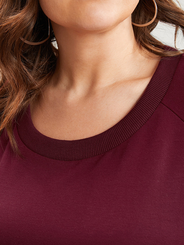 Solid Pearls Beaded Raglan Sleeve Drop Shoulder Sweatshirt