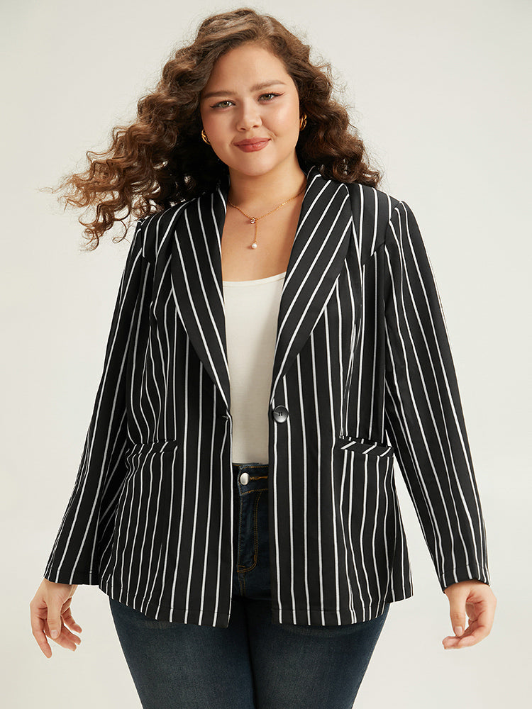 Striped Suit Collar Button Up Blazer