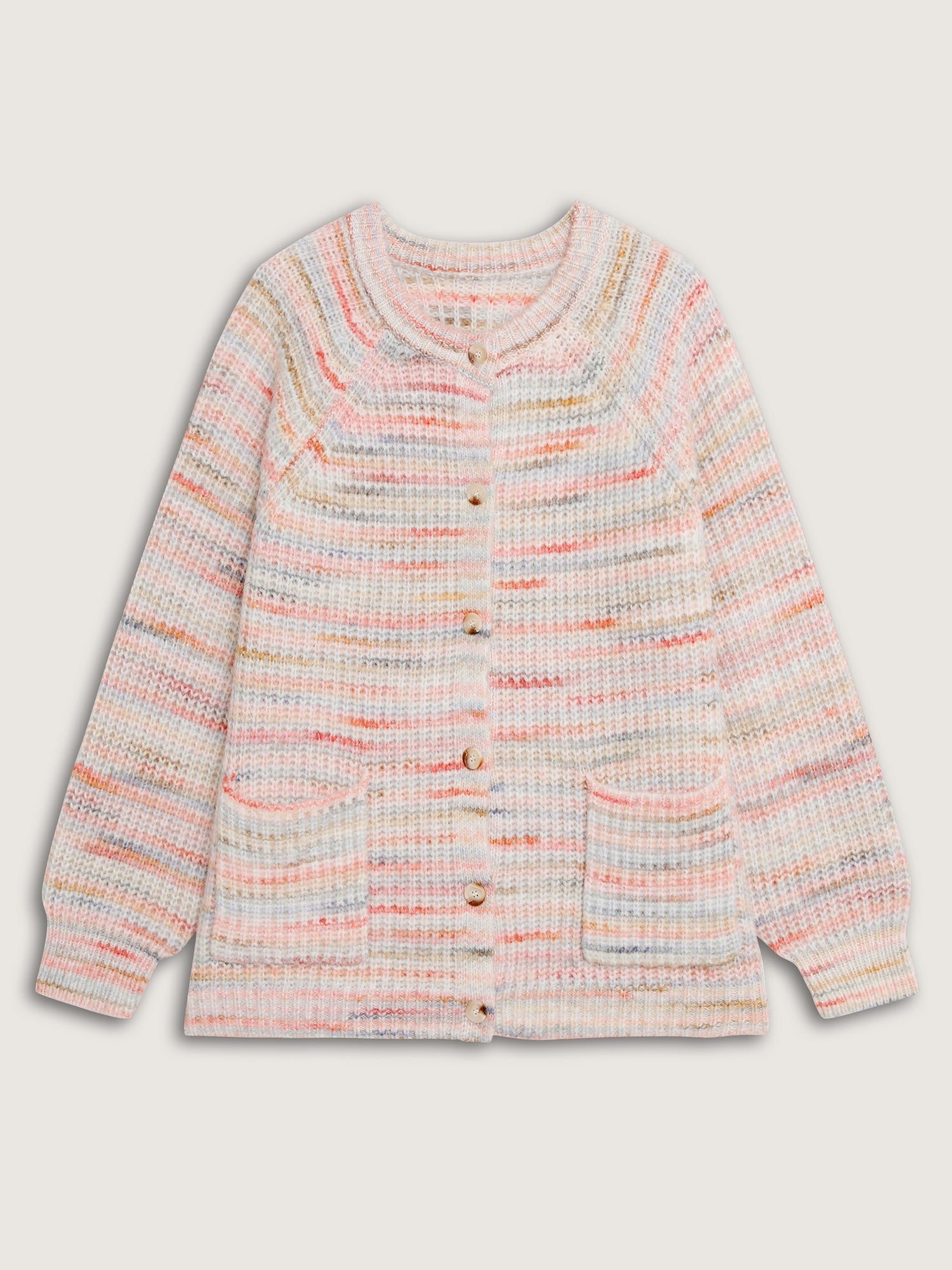 Heather Buttons Pockets Knit Cardigan