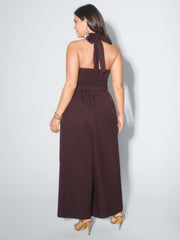 Shirred Back Halter Neckline Jumpsuit