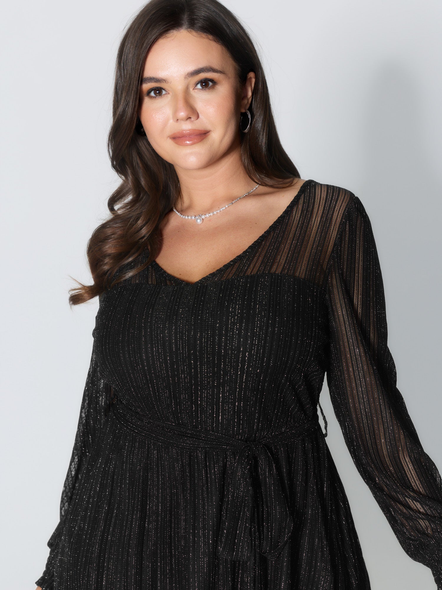 Sheer Luxe Shirred Side-Tie Blouse