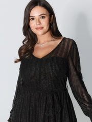 Sheer Luxe Shirred Side-Tie Blouse