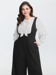 2-In-1 Polka Dot Neck-Tie Jumpsuit