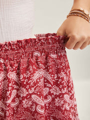 Paisley Print Flared Wide-Leg Shorts