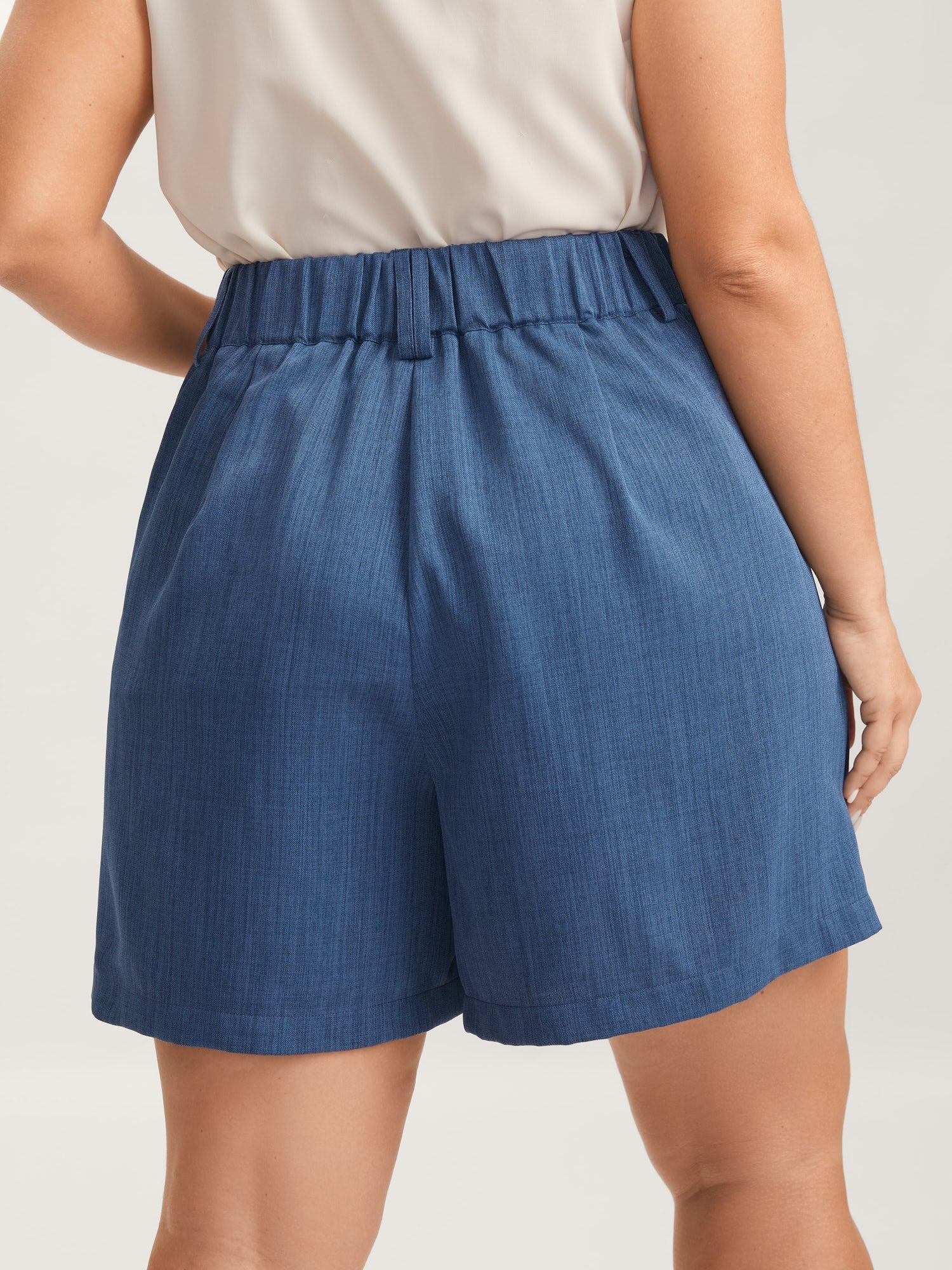 Heather Double Buckle Straight-Leg Shorts