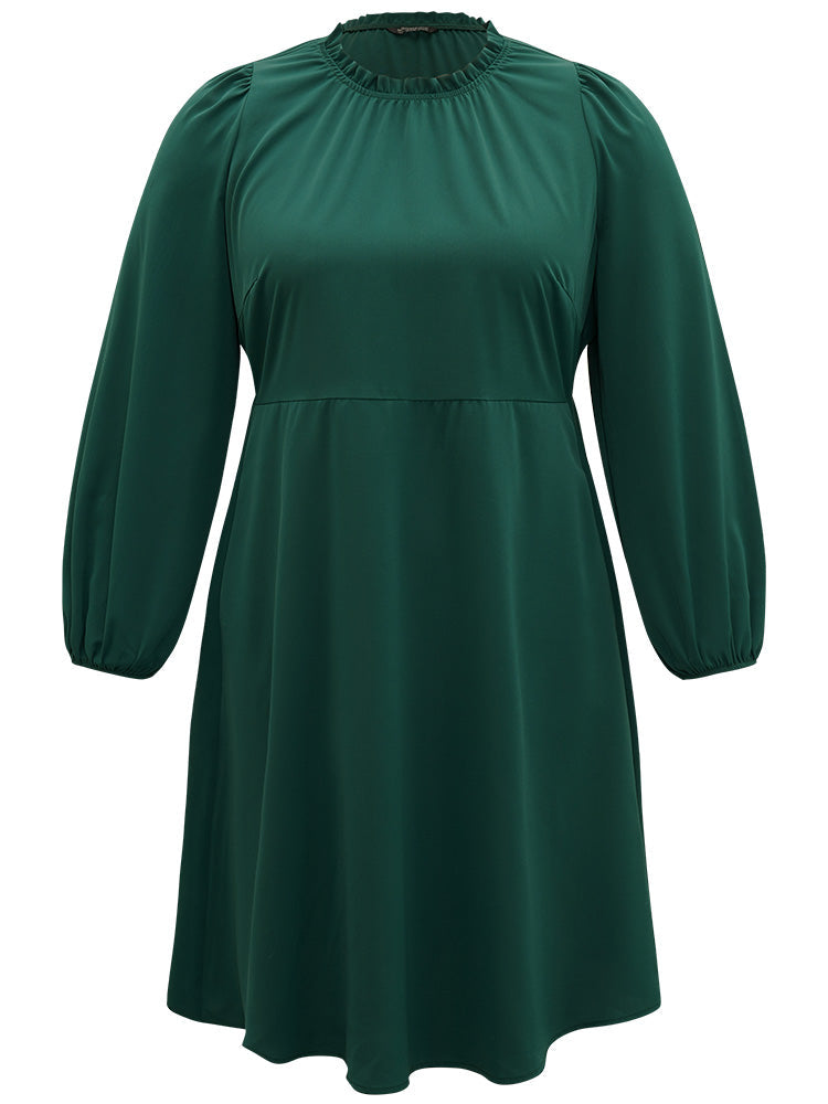 Anti-Wrinkle Frill Trim Elastic Cuffs Dress