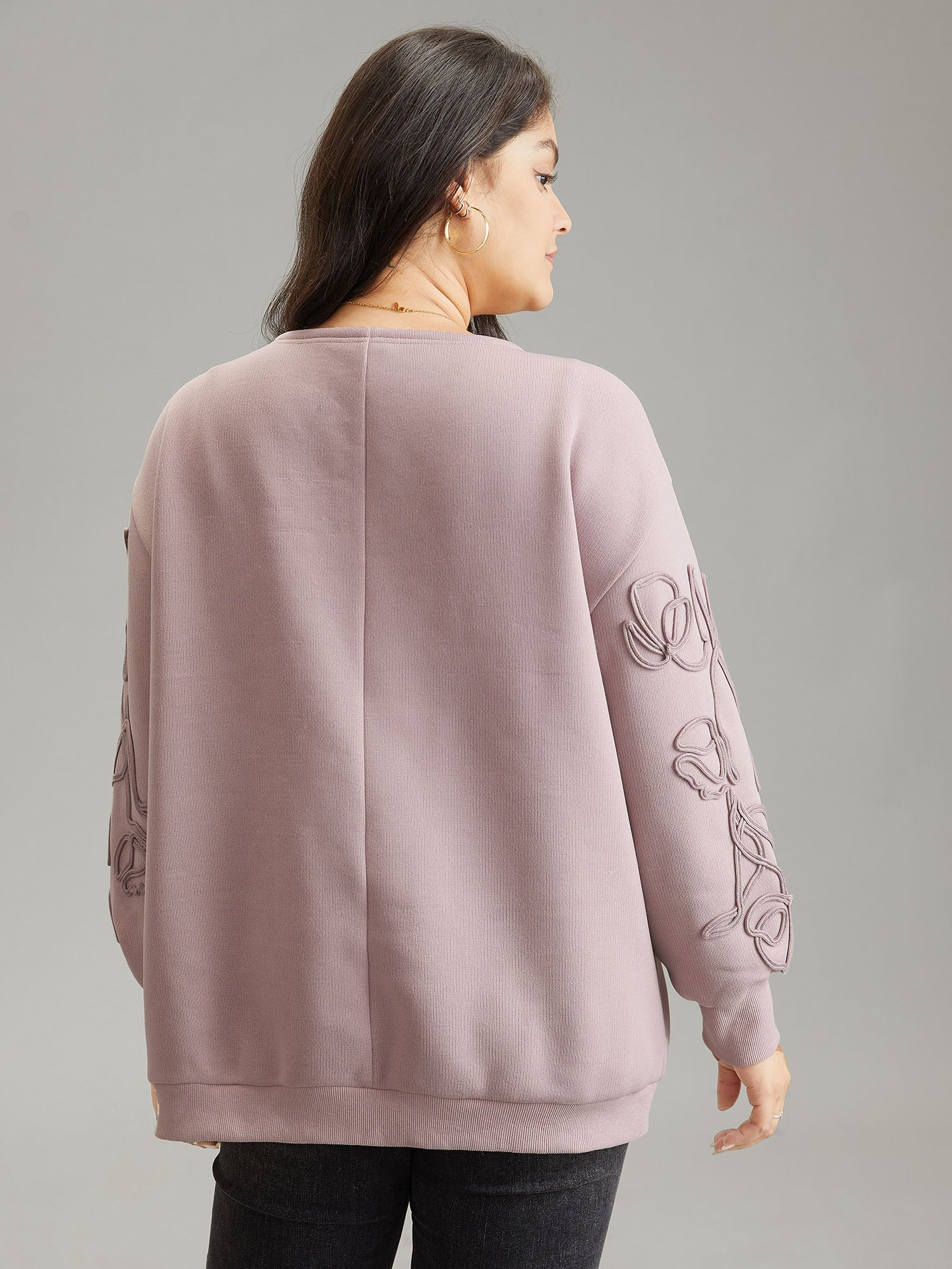 Stereo Flower Design Rib Knit Jacket
