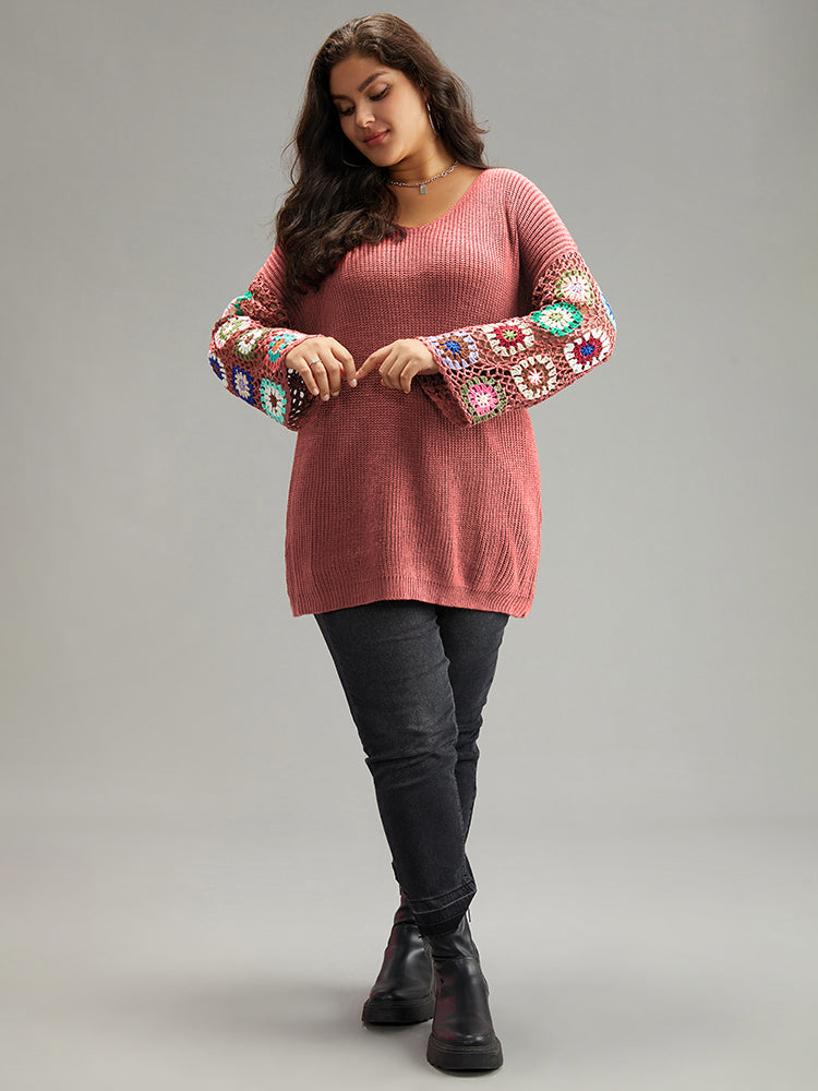 Floral Embroidered Hollow Out Pullover