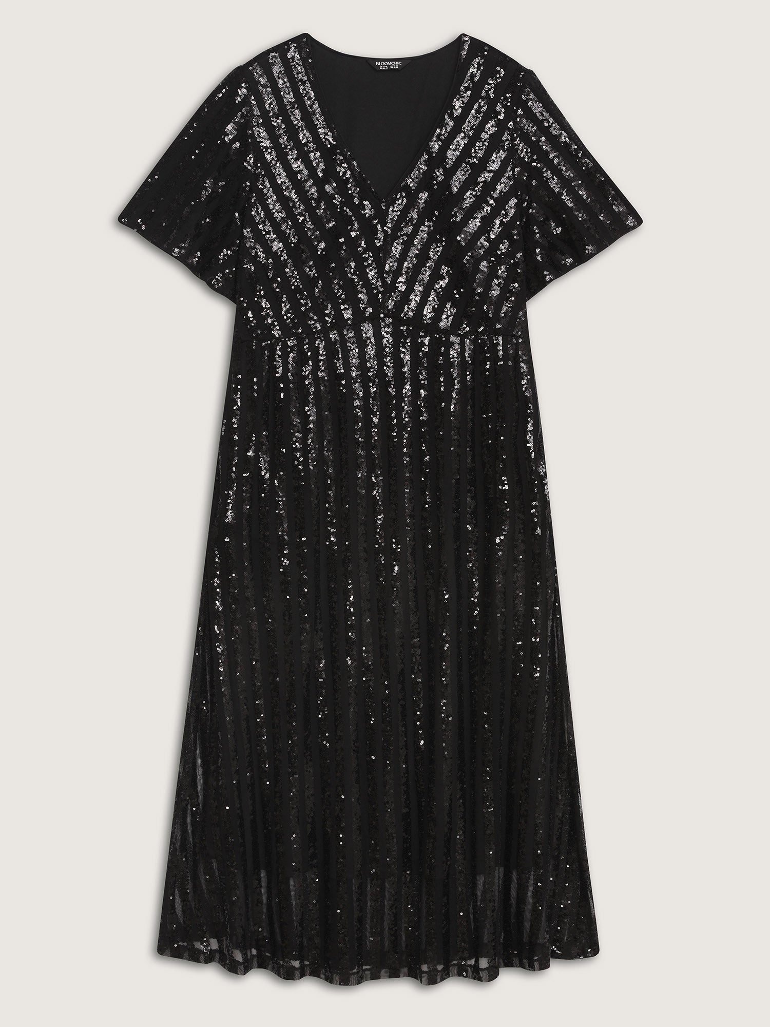 Shimmery Sequin V-Neck Midi Dress