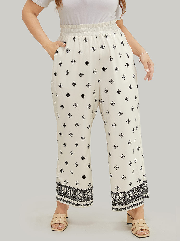 Bandana Print Pocket Paperbag Waist Pants