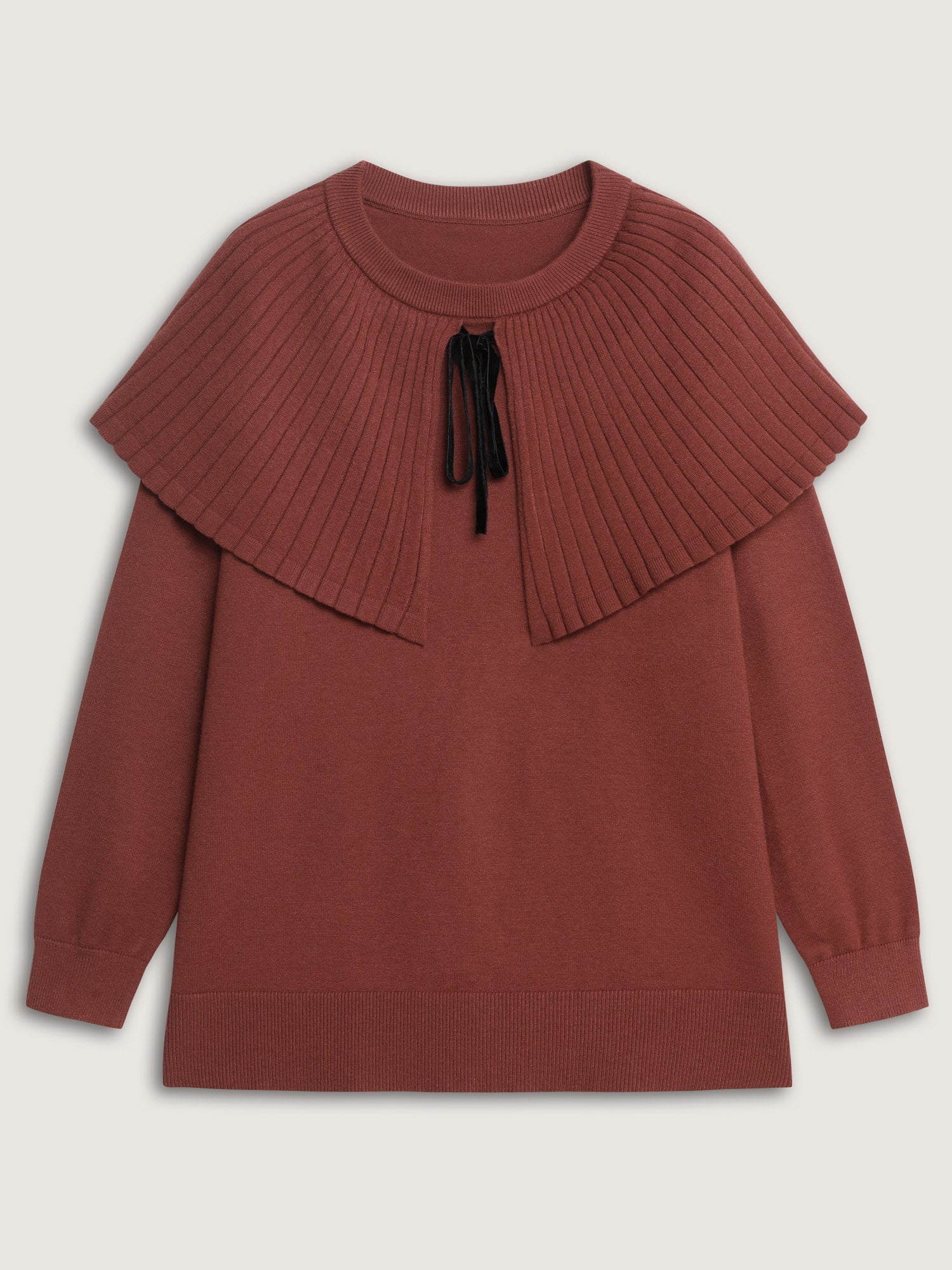 Faux Two-Piece Cape Velvet Bow Pullover
