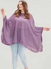 Plain Asymmetrical Hem Dolman Sleeve Knit Top