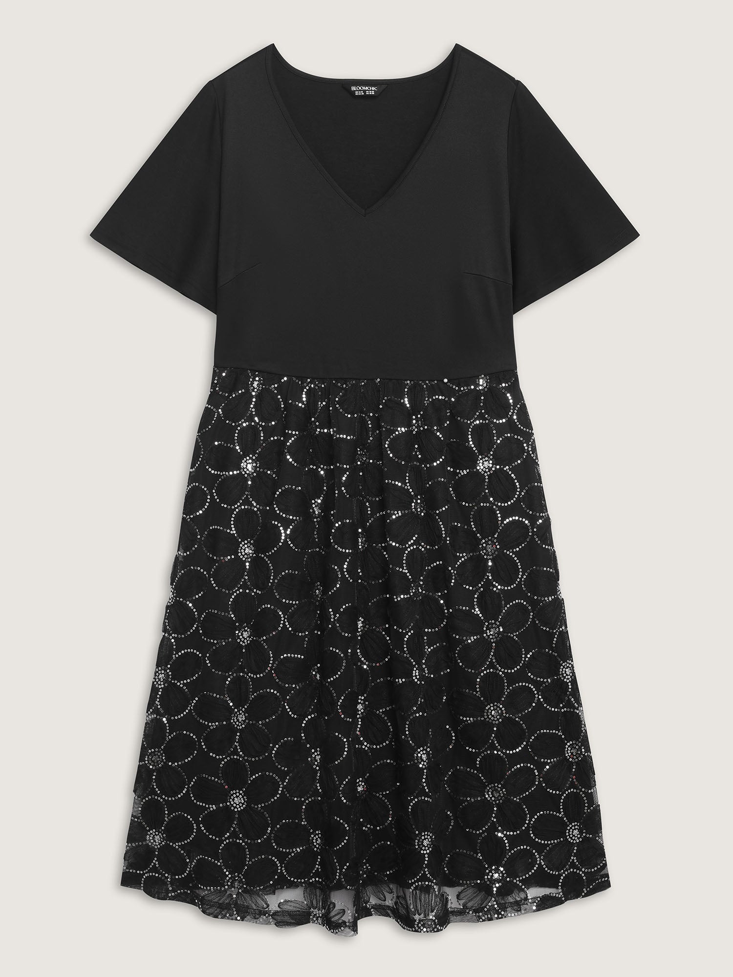 Sequin Embroidery Ruffled Sleeve Midi Dress