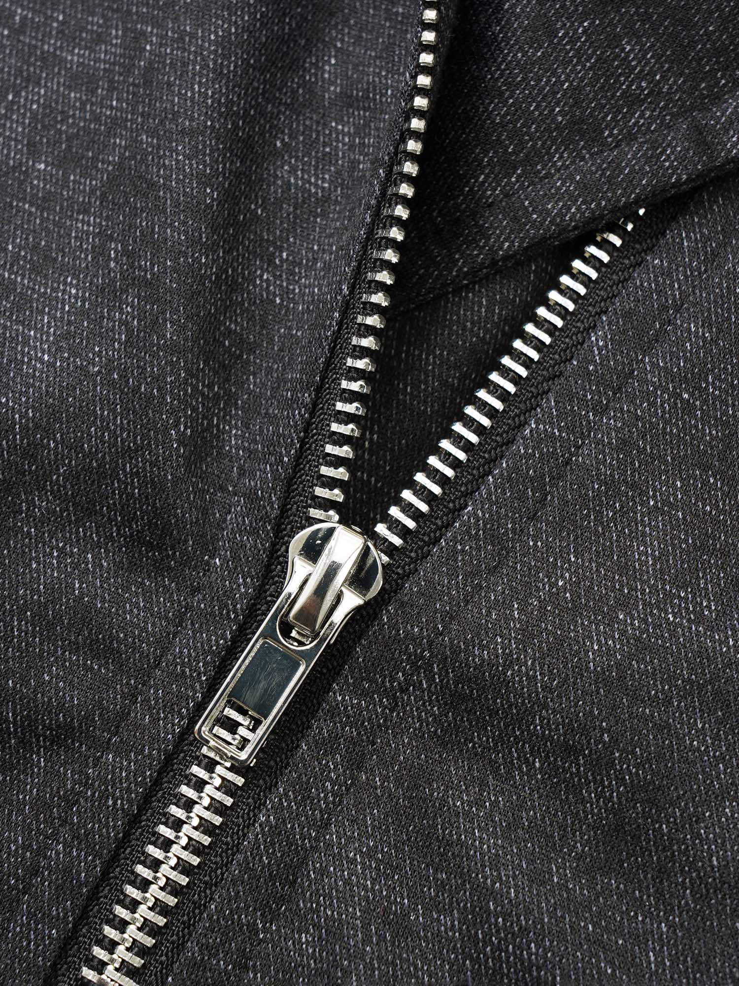 Texture Patchwork Rib Knit Zipper Jacket