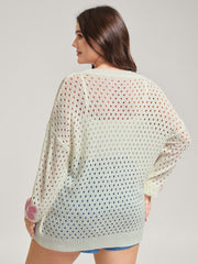 Floral Cut-Out Textured Knit Cardigan