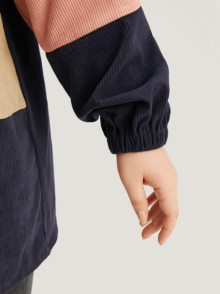 Colorblock Contrast Patchwork Pocket Button Through Jacket