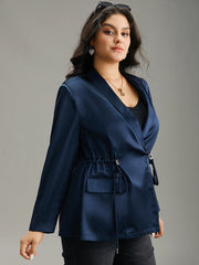 Suit Collar Flap Pocket Drawstring Ties Blazer