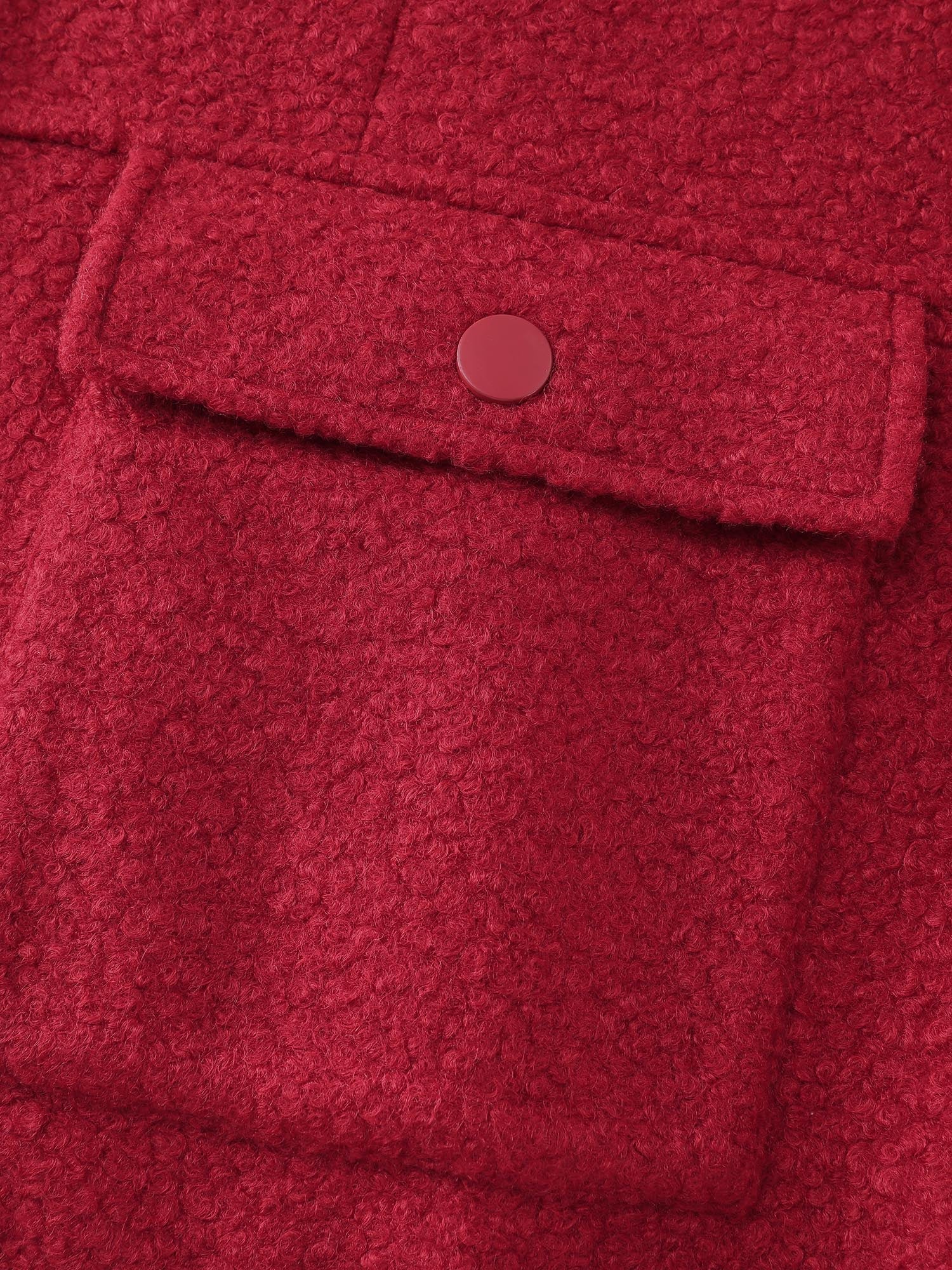 Textured Fuzzy Button Stretchy Hem Jacket