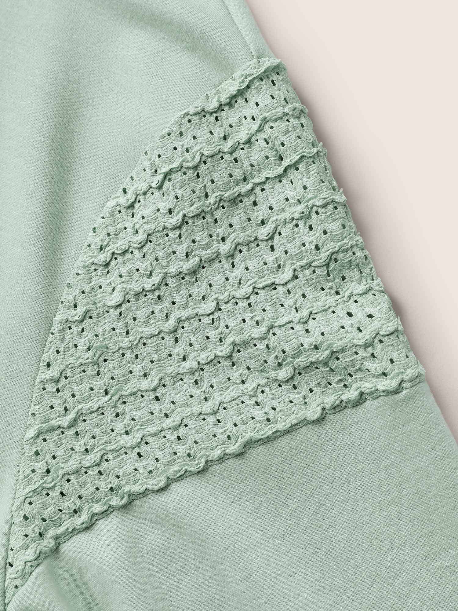 Solid Lace Panel Drop Shoulder Sweatshirt