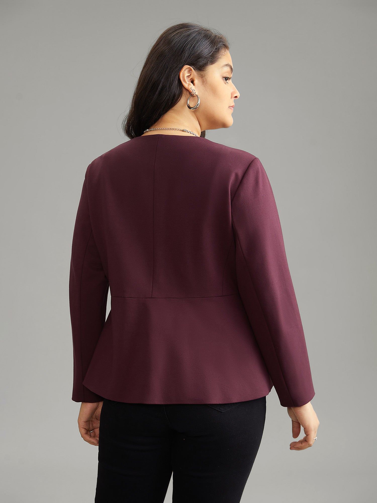 Plain Deep V Neck Buckle Detail Blazer