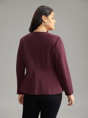 Plain Deep V Neck Buckle Detail Blazer