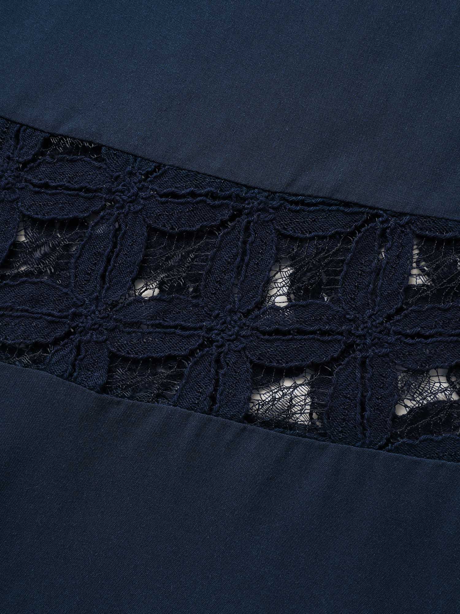 Sheer Lace Trim Flared Drawstring Pants