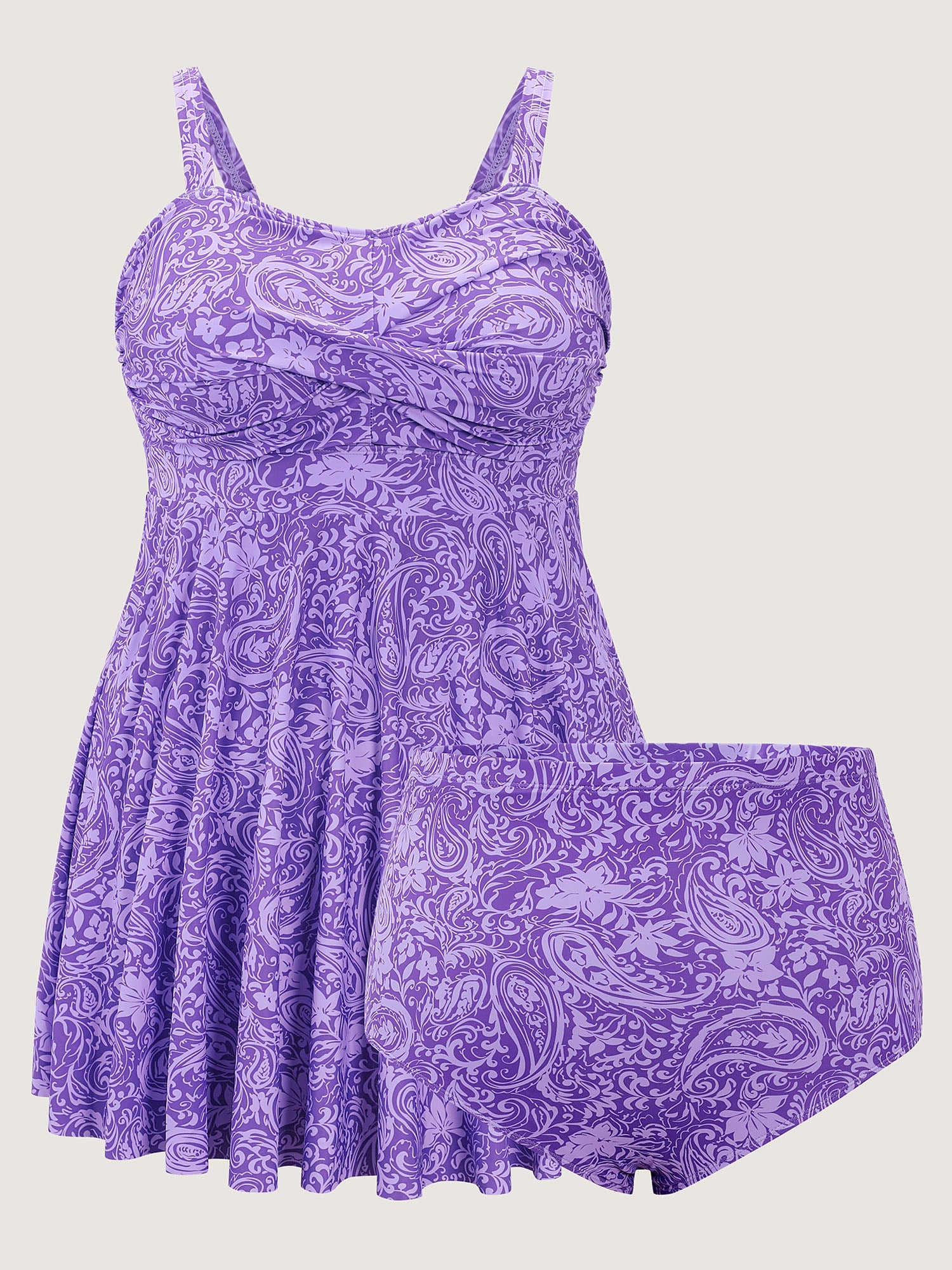Paisley Print Twist Front Swim Dress